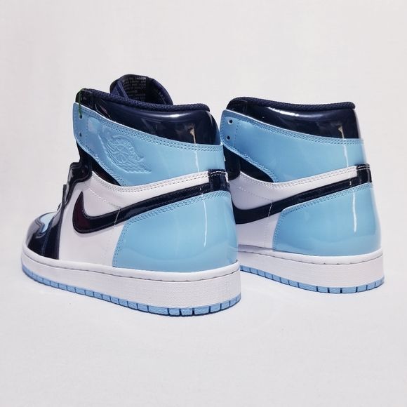 Size 9.5 (8m) - Jordan 1 Retro High - UNC Patent Blue Chill 2019 - Picture 4 of 11